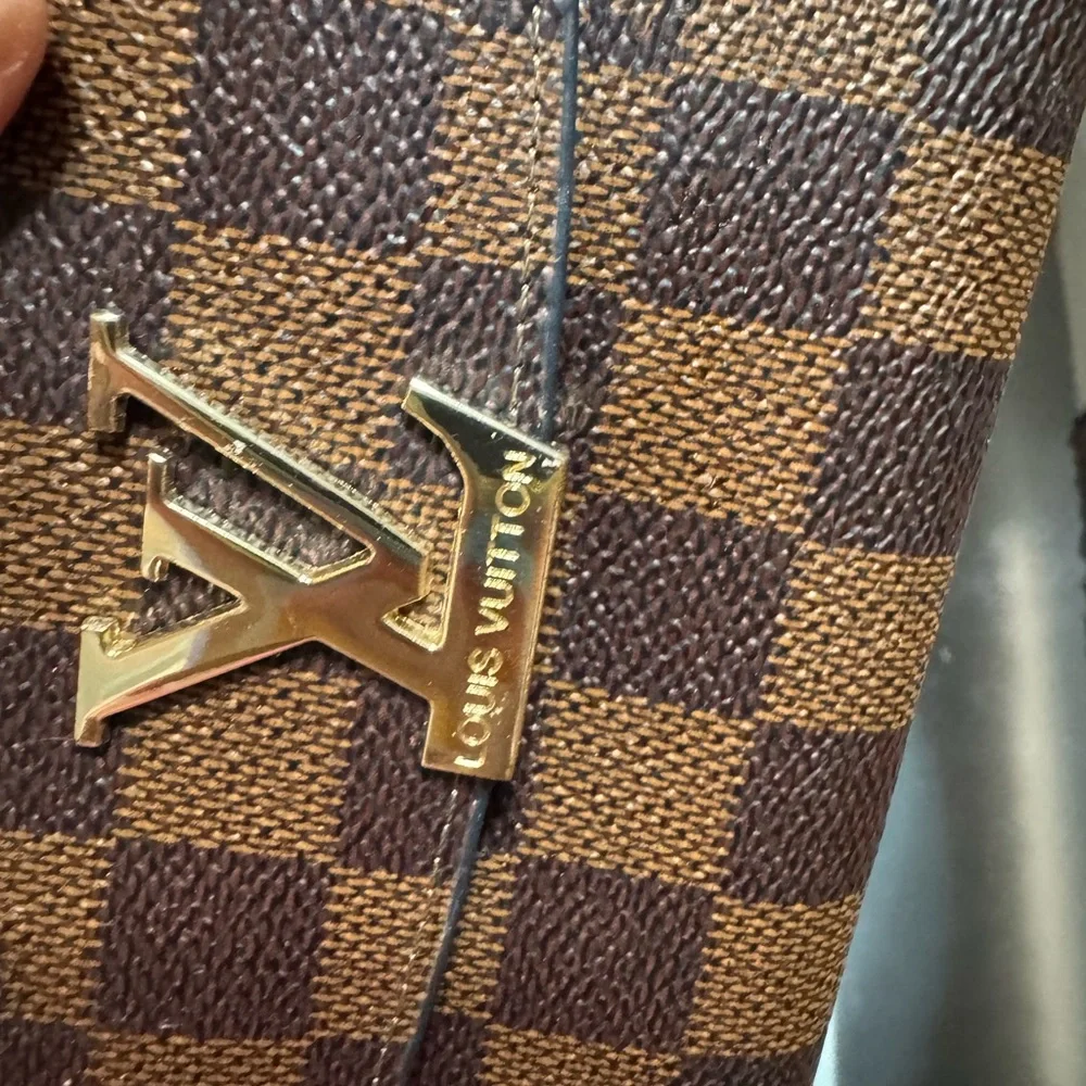 Louis Vuitton Brown Damier Ebène Long Wallet with Gold LV Hardware